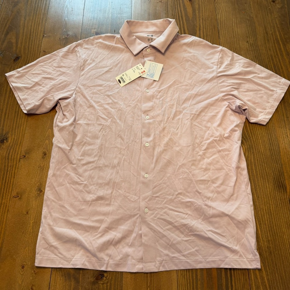 Uniqlo AIRism Full Open Short Sleeve Polo Shirt Cool Touch Fast Dry Men Size XL